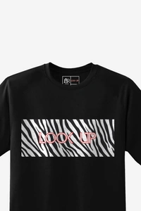 FERA UNISEX LOOK UP ROUND NECK T SHIRT - Black, S