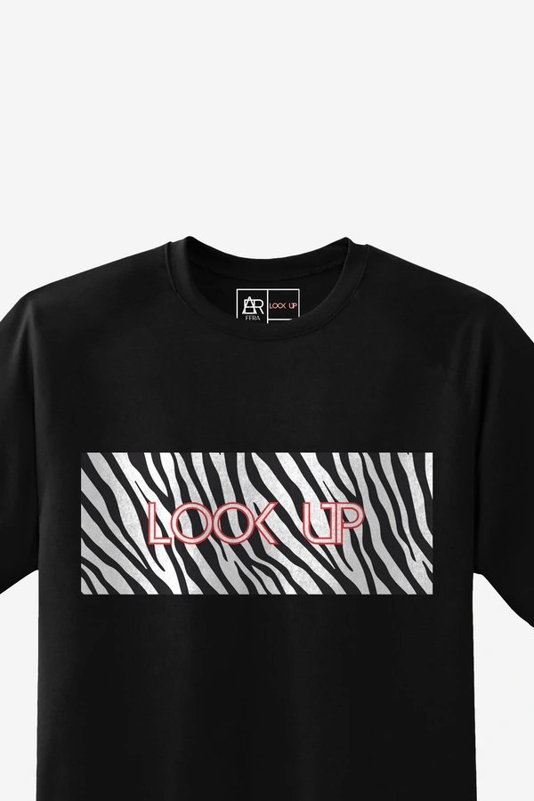 FERA UNISEX LOOK UP ROUND NECK T SHIRT - Black, S
