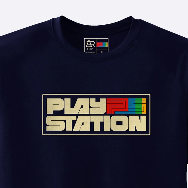 FERA PLAY STATION ROUND NECK T-SHIRT  - NAVY, M