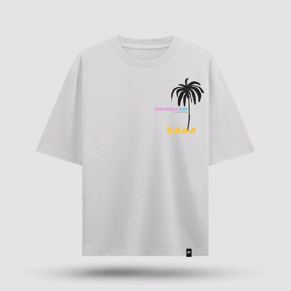 FERA TROPICAL TREES OVER SIZED T-SHIRT  - White, M