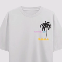 FERA TROPICAL TREES OVER SIZED T-SHIRT  - White, L