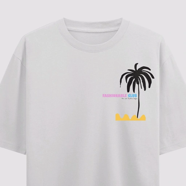 FERA TROPICAL TREES OVER SIZED T-SHIRT  - White, L