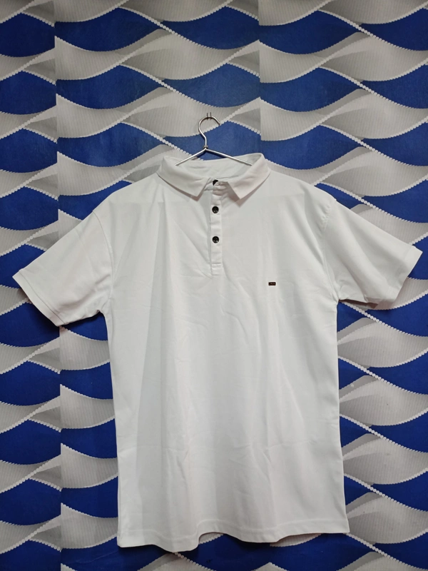 Classical Rhino  White Polo Neck Tshirt  - White, XL