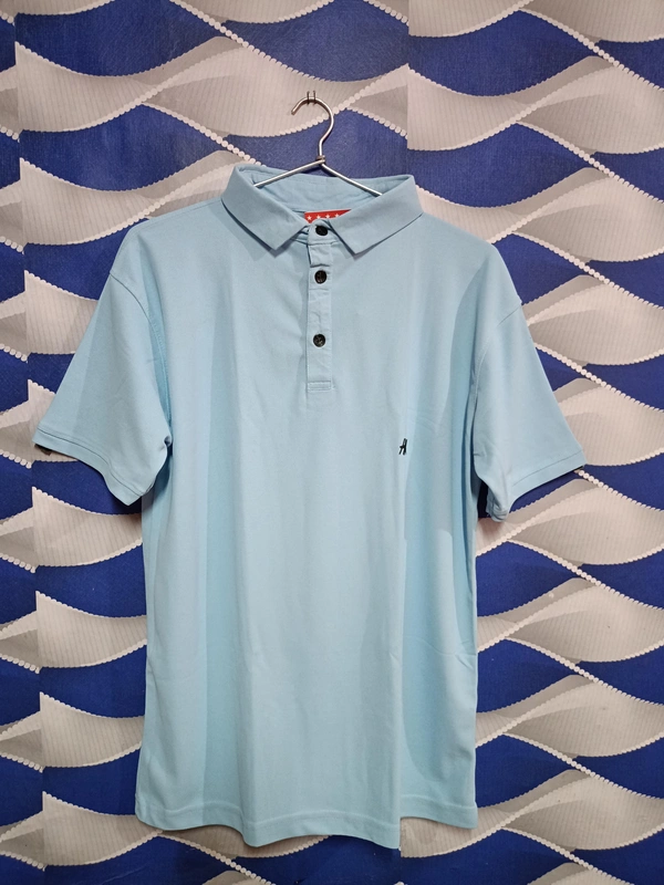 Classical Rhino  Polo Neck Tshirt  - Cerulean, L