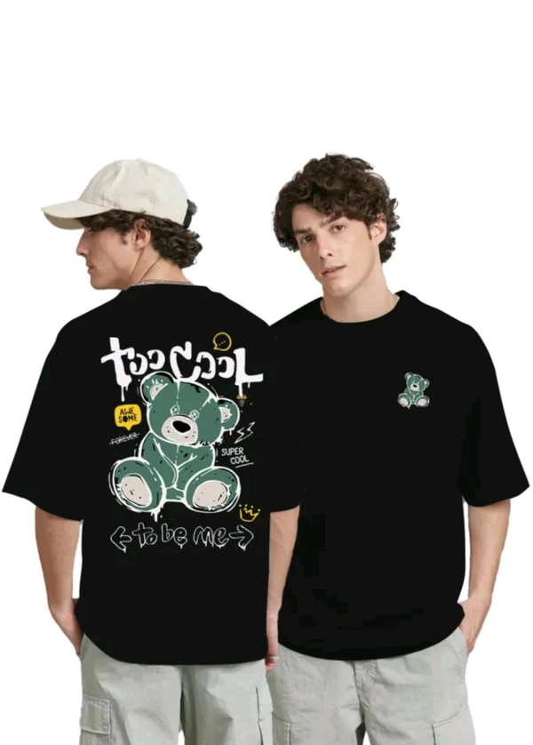 Classical Rhino  Black Front & Back Print Oversized  - Black, M