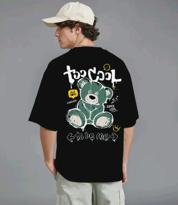 Classical Rhino  Black Front & Back Print Oversized  - Black, M