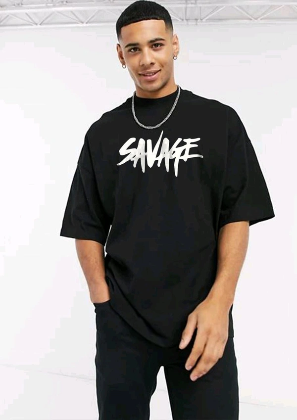 Classical Rhino  Black Printed Oversized T-shirt  - Black, M