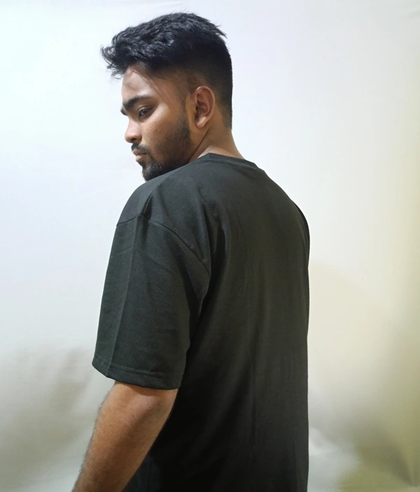 Classical Rhino  Black Printed Oversized T-shirt  - Black, L