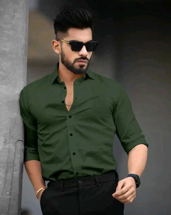 Classical Rhino  Men Formal Shirt (Dark Green) - Dark Fern, S