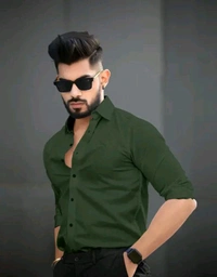 Classical Rhino  Men Formal Shirt (Dark Green) - Dark Fern, M