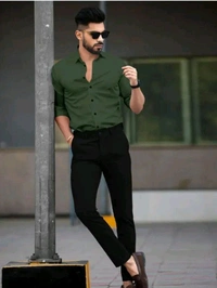 Classical Rhino  Men Formal Shirt (Dark Green) - Dark Fern, XL