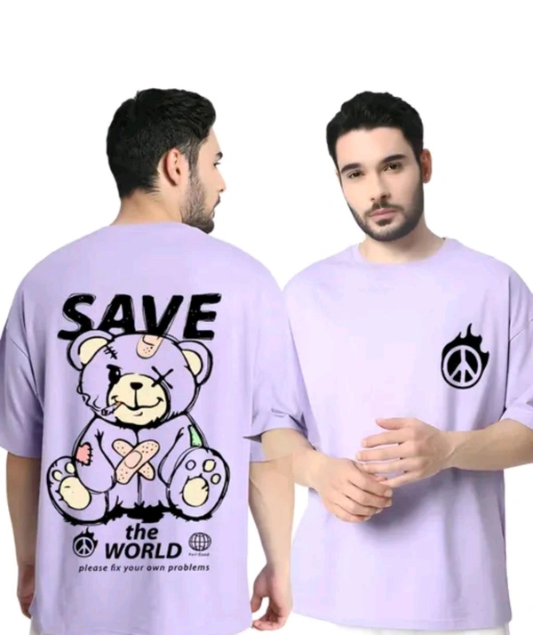 Classical Rhino  Oversized Printed Tshirt For Mens And Boys - Lavender Magenta, XL