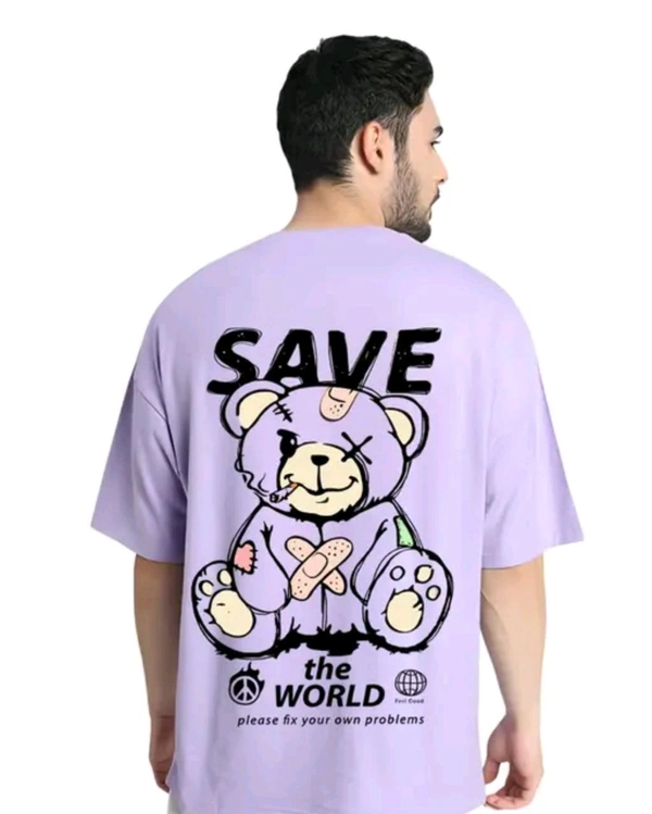 Classical Rhino  Oversized Printed Tshirt For Mens And Boys - Lavender Magenta, XL