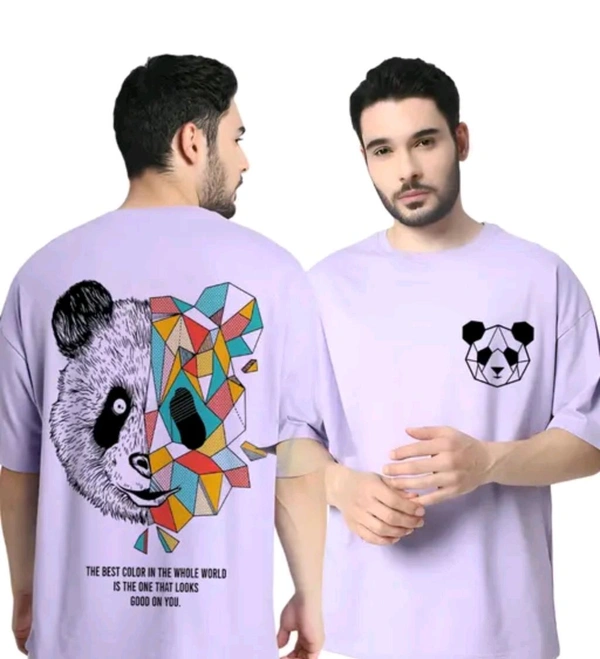 Classical Rhino  Oversized Front Back Printed Tshirt  - Mauve, S