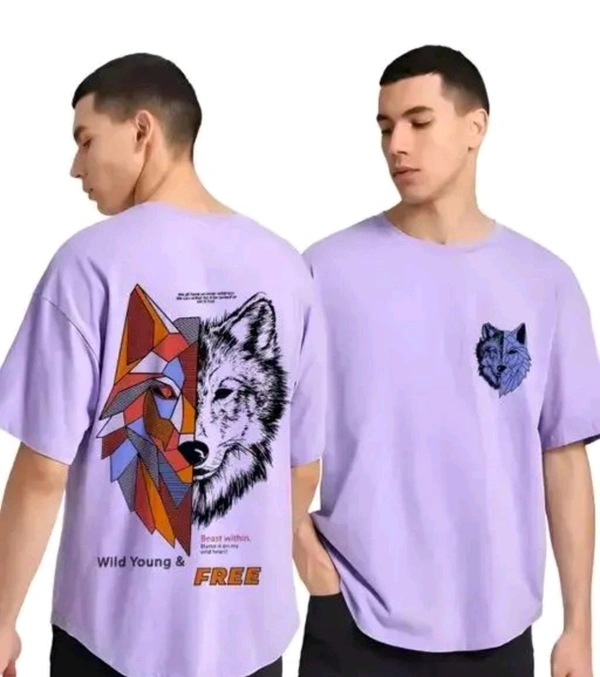 Classical Rhino  Oversized Printed Cotton Tshirt  - Mauve, M