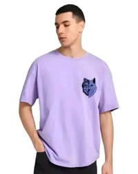 Classical Rhino  Oversized Printed Cotton Tshirt  - Mauve, XL