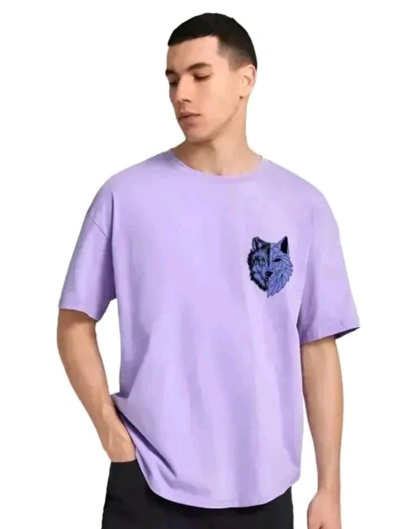 Classical Rhino  Oversized Printed Cotton Tshirt  - Mauve, XL