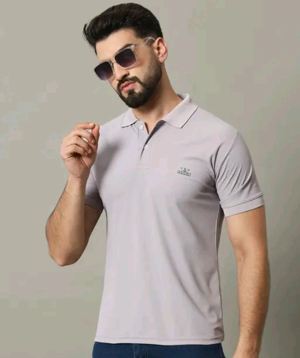 Classical Rhino  Cotton Polo Neck Tshirt  - Silver Chalice, XXL