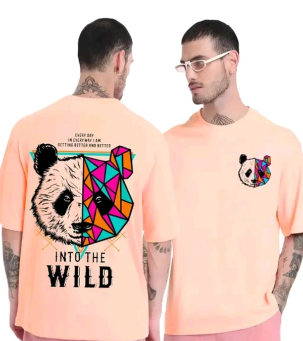 Classical Rhino  Oversized Printed Tshirt  - L, Golden Tainoi