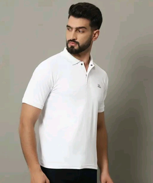 Classical Rhino  Men's Polo Neck Tshirt  - White, L