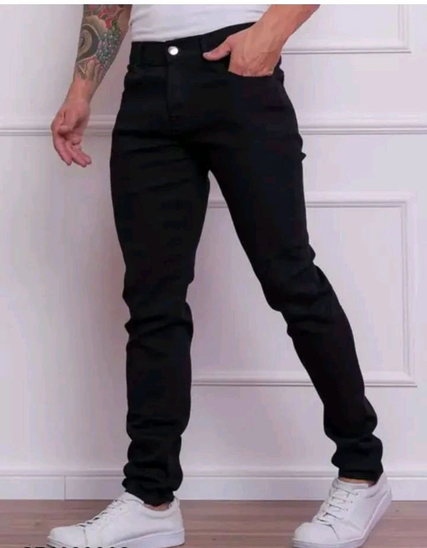 Classical Rhino  Denim Stretchable Black Jeans For Men - Black, 32