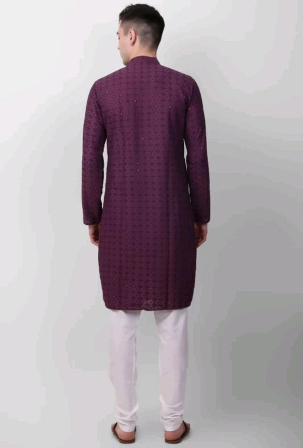 Classical Rhino  Lucknowi Kurta For Men  - Ripe Plum, XXL