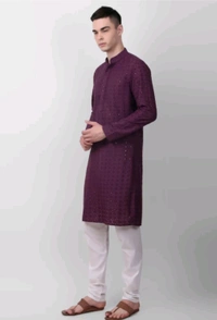 Classical Rhino  Lucknowi Kurta For Men  - Ripe Plum, XXL