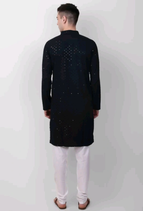 Classical Rhino  Lucknowi Kurta For Men  - Black, XL