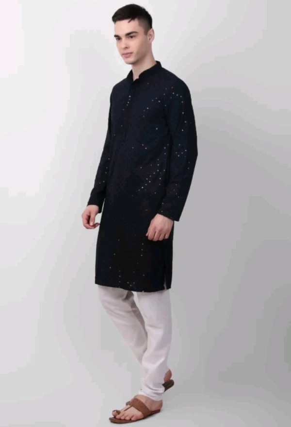 Classical Rhino  Lucknowi Kurta For Men  - Black, XXL