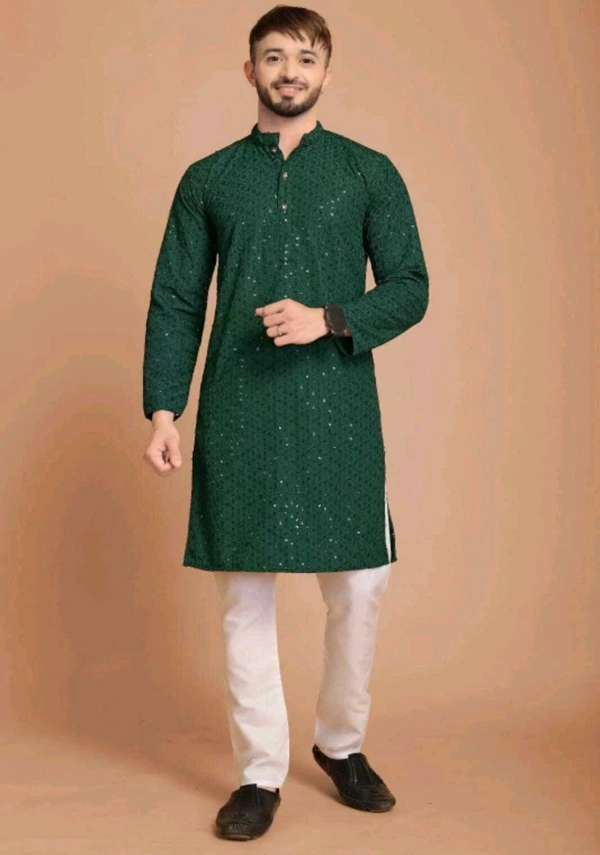 Classical Rhino  Lucknowi Kurta For Men  - Jewel, L