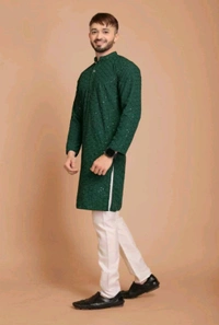 Classical Rhino  Lucknowi Kurta For Men  - Jewel, L