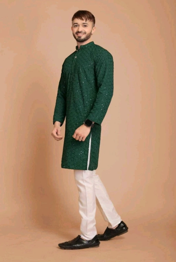 Classical Rhino  Lucknowi Kurta For Men  - Jewel, L