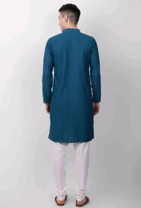Classical Rhino  Lucknowi Kurta For Men  - Teal, M