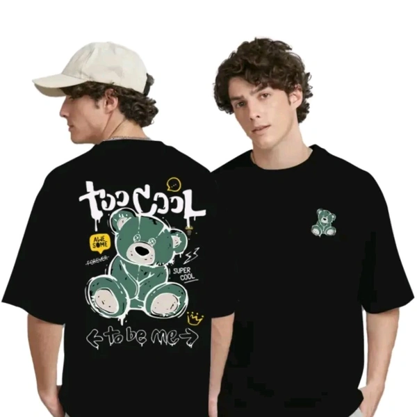 Classical Rhino  Black Oversized Front Back Printed Tshirt  - L