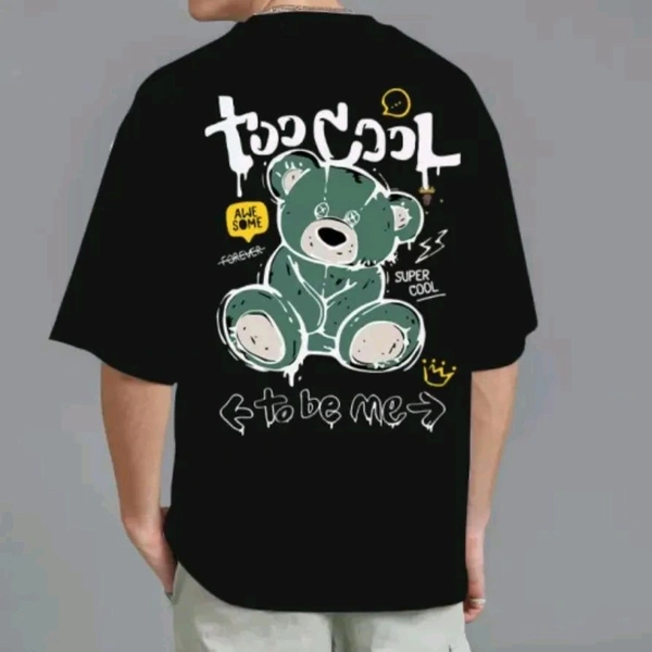 Classical Rhino  Black Oversized Front Back Printed Tshirt  - L