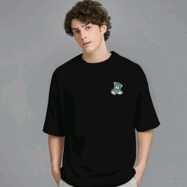 Classical Rhino  Black Oversized Front Back Printed Tshirt  - L