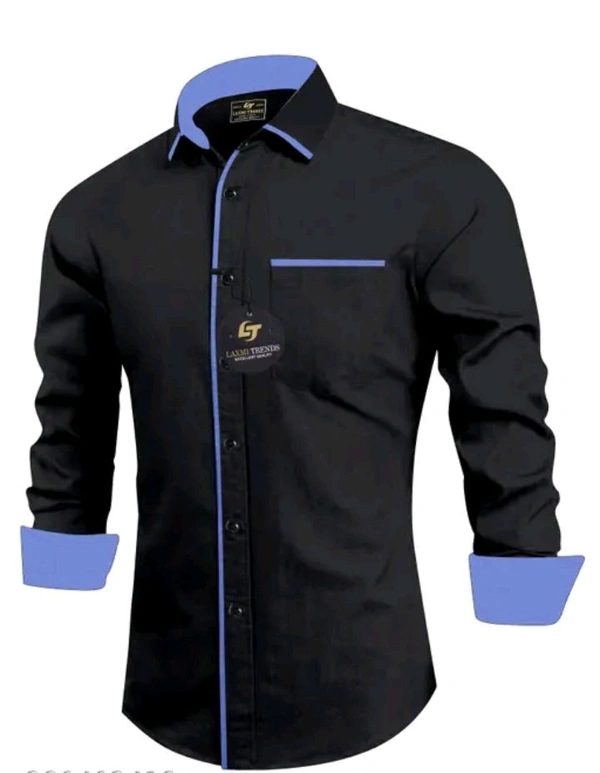 Classical Rhino  Formal Solid Collar Shirt  - Black, XXL