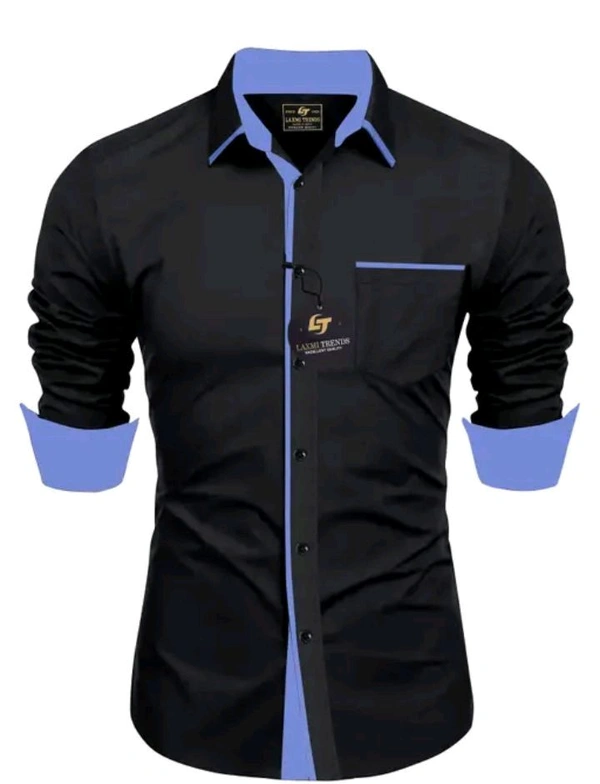 Classical Rhino  Formal Solid Collar Shirt  - Black, XXL