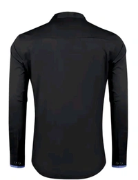 Classical Rhino  Formal Solid Collar Shirt  - Black, XXL