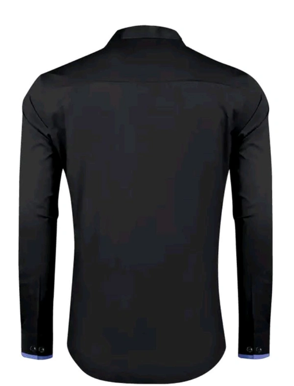 Classical Rhino  Formal Solid Collar Shirt  - Black, XXL