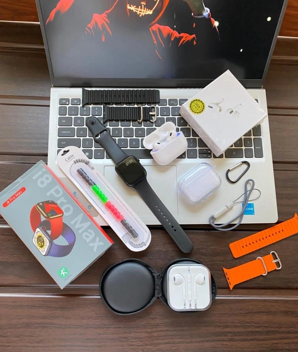 8 In 1 Combo Offer  Ultra Smart Watch,airpod,headphone,strap,etc - White