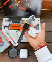 8 In 1 Combo Offer  Ultra Smart Watch,airpod,headphone,strap,etc - White