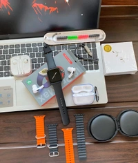 8 In 1 Combo Offer  Ultra Smart Watch,airpod,headphone,strap,etc - White