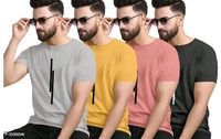 Elegant Polyester Printed Round Neck Tees For Men-Pack Of 4Size: SMLXL2XL - M