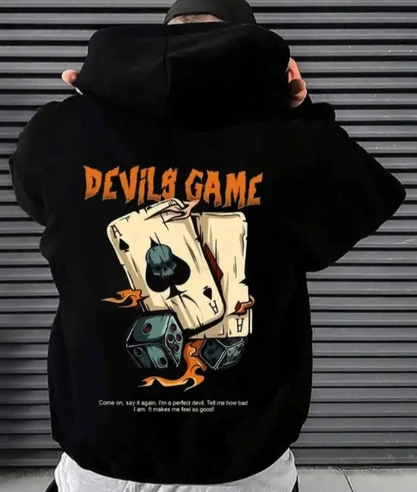 Devil Game Printed Cotton Blend Hoodie For Mens And Boys  - XXL
