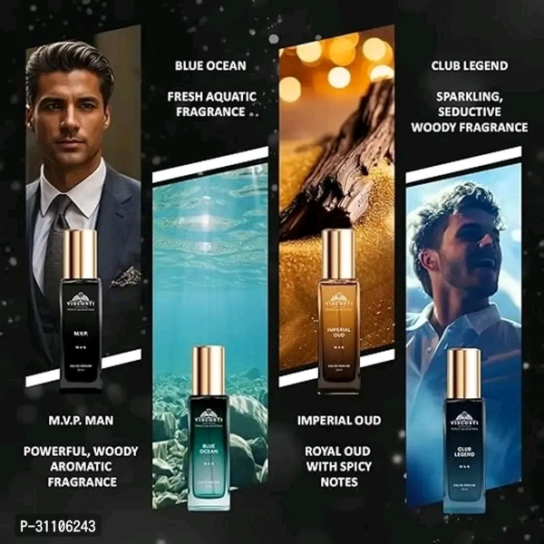 Perfume For Men Gift Pack of 4 x 20 ML Eau De Parfum Long Lasting and Anti-Stain Perfumes Gift Set for Men Blue Ocean, Club Legend, Imperial Ouad
