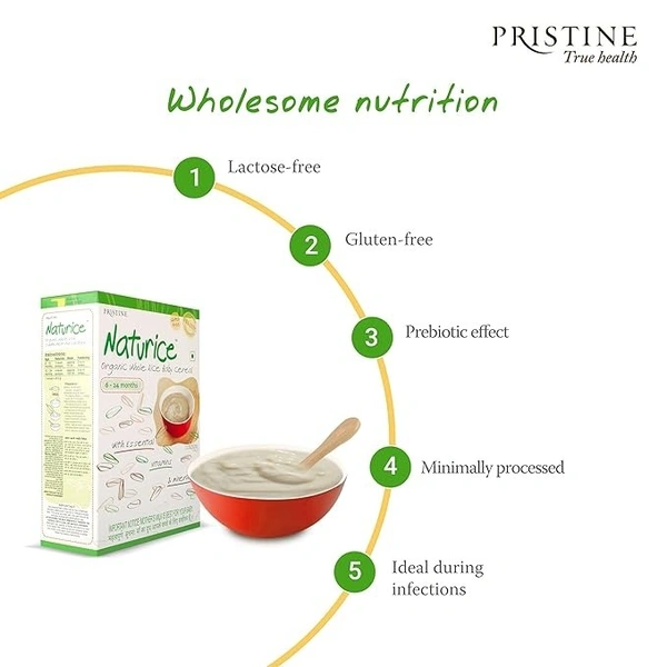 Pristine NATURICE Baby Food 300g | Baby Cereal (6-24 Months) 100% Organic Whole Rice  - 300 gms, 300gm, 1 day delivery