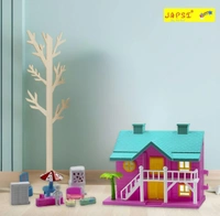 Doll House for 3+ Year Old Girls | Small Doll House for Girls | Doll House with Furniture | Doll House Play Set | Beautiful Barbie Doll House | Birthday Gift for Girls | Pink/Green(17 Pieces)