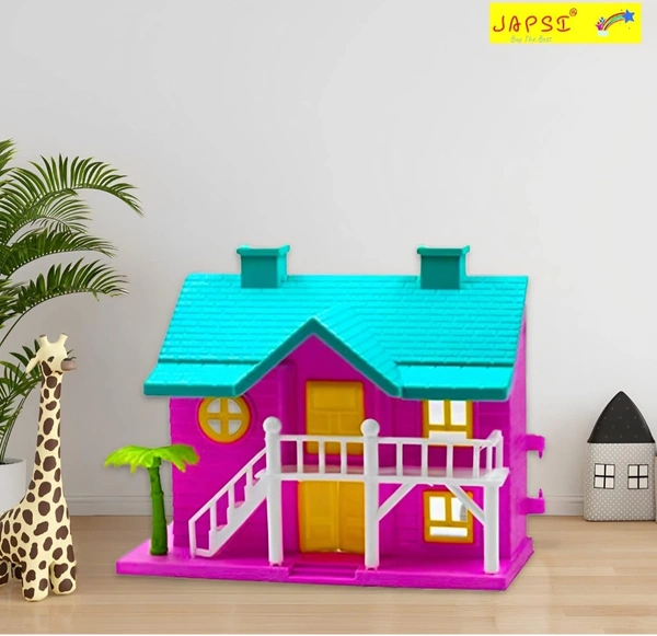 Doll House for 3+ Year Old Girls | Small Doll House for Girls | Doll House with Furniture | Doll House Play Set | Beautiful Barbie Doll House | Birthday Gift for Girls | Pink/Green(17 Pieces)