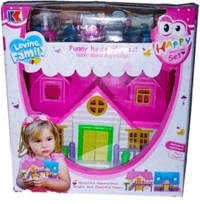Doll House for 3+ Year Old Girls | Small Doll House for Girls | Doll House with Furniture | Doll House Play Set | Beautiful Barbie Doll House | Birthday Gift for Girls | Pink/Green(17 Pieces)
